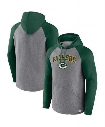 Men's Branded Heathered Gray and Green Green Bay Packers By Design Raglan Pullover Hoodie $36.00 Sweatshirt