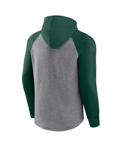 Men's Branded Heathered Gray and Green Green Bay Packers By Design Raglan Pullover Hoodie $36.00 Sweatshirt