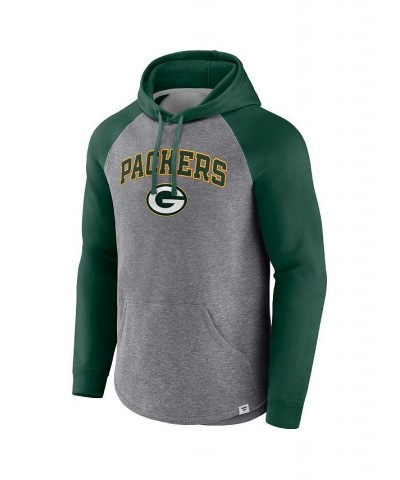 Men's Branded Heathered Gray and Green Green Bay Packers By Design Raglan Pullover Hoodie $36.00 Sweatshirt