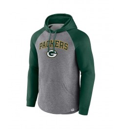 Men's Branded Heathered Gray and Green Green Bay Packers By Design Raglan Pullover Hoodie $36.00 Sweatshirt