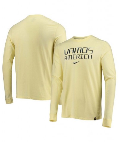 Men's Yellow Club America Voice Long Sleeve T-shirt $22.39 T-Shirts