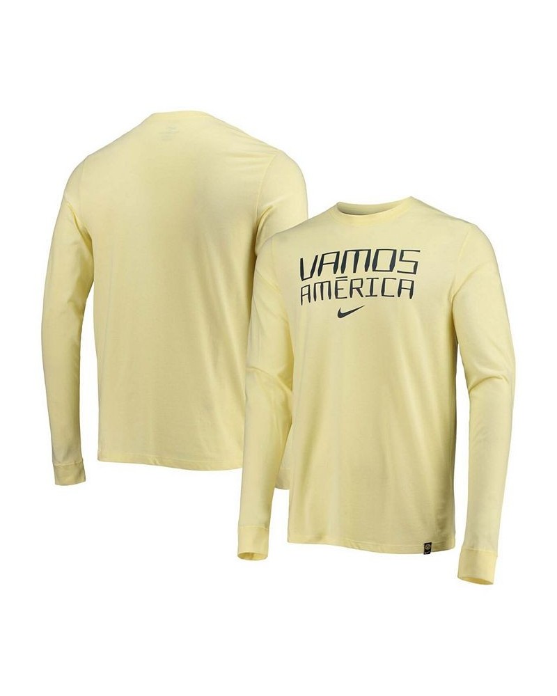 Men's Yellow Club America Voice Long Sleeve T-shirt $22.39 T-Shirts