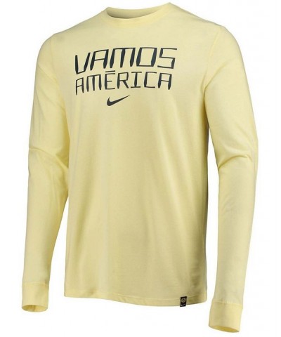 Men's Yellow Club America Voice Long Sleeve T-shirt $22.39 T-Shirts