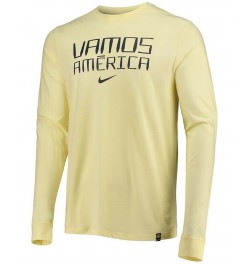 Men's Yellow Club America Voice Long Sleeve T-shirt $22.39 T-Shirts