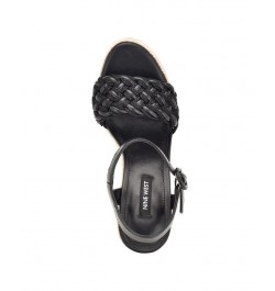 Women's Hosana Casual Round Toe Wedge Sandals Black $34.88 Shoes